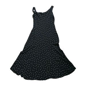 Asos Design Maxi Dress 16 Black White Swiss Dot Sleeveless Flare A-Line Retro